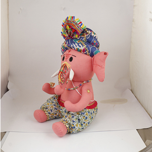 Orange Ganesh Plush <b>Toy</b> Handmade <b>Stuffed</b> Elephant God Doll Ethnic Indian Decor Gift Item for Bulk Sale - Product Image 3