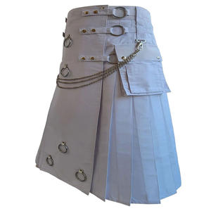 Kilt en cuir blanc pour hommes avec chaîne, mode écossaise des Highlands, vêtements gothiques - Product Image 3