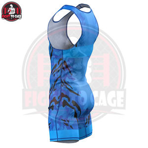 Équipement sportif professionnel, vente en gros de combinaisons de lutte tendance imprimées en spandex et polyester, vêtements d'arts martiaux à col rond - Product Image 4