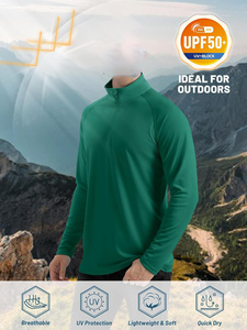Camiseta Deportiva de Manga Larga con Cierre de Cremallera Verde para Hombre, de Secado Rápido, Tejida en Poliéster - Product Image 5