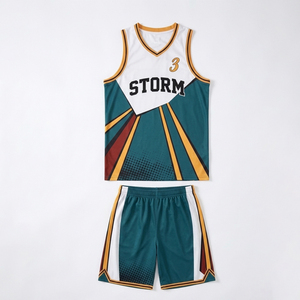 Conjunto de Camiseta de Baloncesto para Hombre Storm, Sublimada, Cuello en V, Sin Mangas, 100% Poliéster, Transpirable, Ajuste Atlético, para Todas las Temporadas - Product Image 1