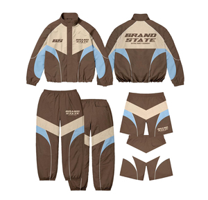 Ensemble de survêtement BRANDNAME, coupe longue, imprimé géométrique sportif, séchage rapide, polyester, unisexe adulte, fermeture à cordon, automne - Product Image 5
