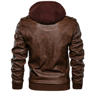 Blouson de moto en cuir Kevlar certifié AA pour homme, avec capuche - Product Image 2