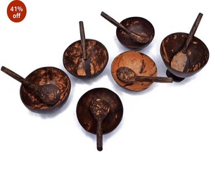 Cuenco de Coco Vegano con Cuchara Metálica, Tallado a Mano en Uttar Pradesh, Cuencos Vintage de Concha Natural Blanca, Ecológicos para Uso Doméstico y Fiestas - Product Image 2