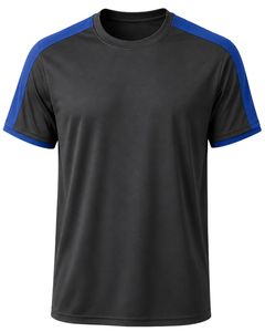 T-shirt de sport pour homme personnalisé par le fabricant, noir et bleu royal, séchage rapide, respirant, polyester, pour la gym, le fitness, la course à pied et les activités athlétiques - Product Image 1