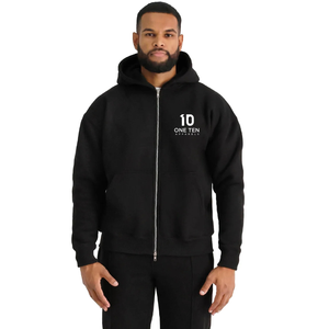Sweat-shirt à capuche zippé ultra-luxe surdimensionné en molleton de coton épais 550 GSM, coupe décontractée, style streetwear personnalisé, avec fermeture éclair intégrale - Product Image 1