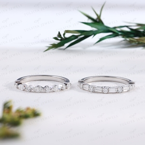 Elegant Bezel Set Eternity <b>Ring</b> White Gold Border <b>Stacking</b> Custom Wedding Jewelry Lab Grown Diamonds Rhodium Plated Ethnic Style - Product Image 3