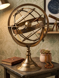 Sphère armillaire en laiton vintage, globe céleste nautique antique, astrolabe zodiacal, décoration de bureau, cadeau - Product Image 4