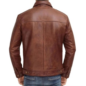 Veste en cuir noire pour homme, style motard classique, en cuir de vache véritable, manteau d'hiver, fournisseur en gros OEM - Product Image 6