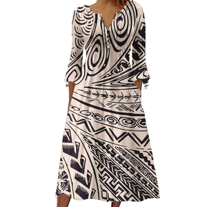 Vestido tropical plisado con estampado de plumeria personalizado bajo demanda, estilo tribal de isla, moda hawaiana 2023, nuevos atuendos, vestido samoano - Product Image 4