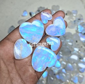 Wholesale Irfan Gems 100% Natural Blue Flashy Rainbow Moonstone Cabochon High Quality <b>Quartz</b> Smooth Oval Cut Loose Stone 20-40mm - Product Image 4
