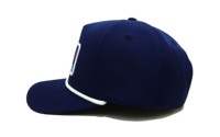 Gorra de Pesca Estilo Snapback Azul Marino Intenso con Parche Frontal Bordado de Pez Rojo, Ajustable para Aventuras Costeras al Aire Libre