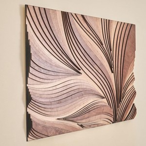 Walnut <b>Wood</b> <b>Laser</b>-<b>Cut</b> Geometric Wall Panel | Handcrafted Contemporary 3D Art 65x45x2.5 cm Wholesale - Product Image 1