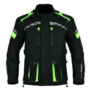 Мотоциклетная куртка для мужчин, бронированная водонепроницаемая куртка черного и зеленого цвета HI VIZ