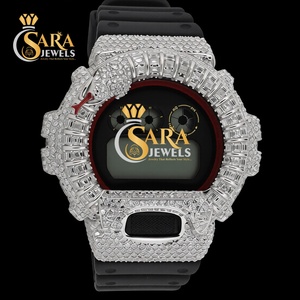 Reloj de Lujo con Diamantes Moissanite Negros VVS, Números Romanos, Correa de Caucho y Acero Inoxidable de Alta Calidad, Movimiento Mecánico - Product Image 1