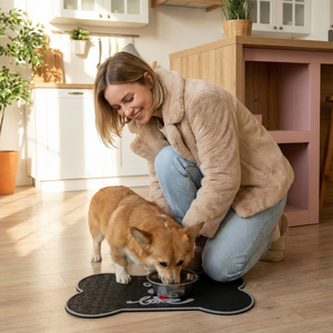 Productos para el cuidado de mascotas: Tapete de alimentación para mascotas de látex con forma de hueso, impermeable, con borde elevado, tapete para perros, venta al por mayor - Product Image 4