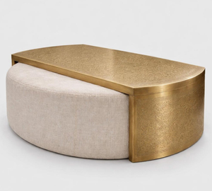 Antique Brass <b>Coffee</b> <b>Table</b> with Modern Rectangle Style Heavy Metal Top Luxury Handcrafted Living Room Furniture for Home Dining - Product Image 1
