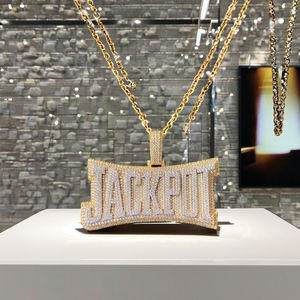 Collar con Colgante de Letra Inicial Personalizada de Plata 925 Bañada en Rodio con Diamantes de Moissanita Estilo Hip Hop - Unisex para Fiestas - Product Image 3