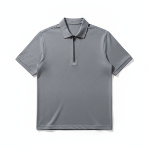 Polo de Manga Corta para Hombre de Calidad Lujosa, Cierre de Cremallera, Secado Rápido, Tejido de Punto, Color Sólido, Estilo Casual, Corte Regular - Product Image 1