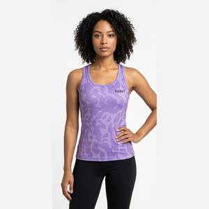 Nueva Camiseta sin Mangas Ligera para Mujer, Estilo Racerback, Ajustada, de Spandex/Poliéster, de Secado Rápido, Antibacteriana, para Verano, Personalizable para Yoga - Product Image 4