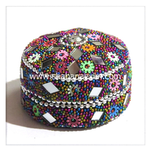 Boîte à Bijoux Ronde de Luxe en Métal Scintillant pour Organisateur de Bijoux Artisanaux Indiens, Emballage Boutique & Prix Abordable - Product Image 6