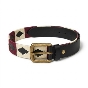 Handmade Argentine Polo <b>Belt</b> Genuine <b>Leather</b> Woven Embroidered <b>Belts</b> Supplier India Custom Brass Buckle Equestrian <b>Belts</b> Bulk - Product Image 1