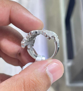 Luxury <b>Iced</b> Out Gothic Letter <b>Ring</b> Micro Pave Baguette CZ Diamond Hip Hop Statement Bling Jewelry Unisex - Product Image 3