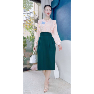 Washable Feature Plain Dyed 150 GSM All Seasons Women <b>Long</b> <b>Sleeve</b> Shirt with Pleated Ruffle Details Office Casual Solid <b>Top</b> - Product Image 1