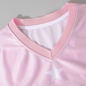 Camiseta de fútbol de malla estilo boxy, color rosa, elegante, transpirable, para exteriores, estilo cropped. - Product Image 4