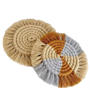 Posavasos de Macramé Coloridos, 100% Algodón, Hechos a Mano, Lavables, Arte Textil Moderno, para Decoración de Mesa, Estilo Boho - Product Image 1