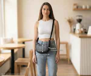 Genuine Leather Half Moon Crossbody <b>Bag</b> for Women – Small Crescent Shoulder Purse in <b>Black</b> - Product Image 6