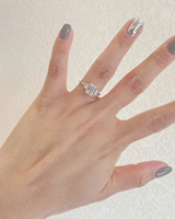 Bague de fiançailles en or rose avec diamant taille émeraude et halo pour femme, style classique, certifiée IGI