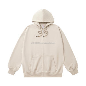 Sweat à capuche zippé de luxe pour homme en coton, coupe courte, oversize, vierge, épais, grandes tailles - Product Image 6