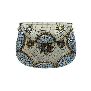 Sac à main en métal mosaïque de nacre artisanal pour femmes Soirée de gala Mariage Sac à main de luxe de créateur Sac à main statement - Product Image 1