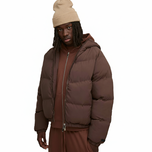 Veste matelassée en duvet de haute qualité avec logo personnalisé sur le devant, fermeture éclair, pour homme - Product Image 1