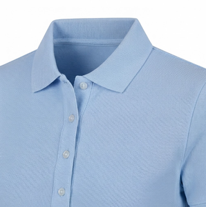 Polo de Mujer Azul Claro, Manga Corta, 100% Algodón, Cuello Camisero, Corte Holgado, Piqué de Algodón, Impresión de Logotipo Personalizado - Product Image 2
