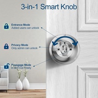 Cerradura de Bola Redonda Inteligente con Contraseña de Acero Inoxidable Keyplus, Sin Manija, para Puerta de Seguridad de Oficina o Habitación