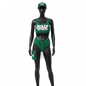 Conjunto de Bikini Premium para Mujer en Tejido de Poliéster y Spandex GSM con Tirantes Verdes y Logotipo Personalizado Bordado en 3D - Product Image 6