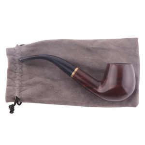 Pipe à fumer en bois de type courbé, finition laquée, pipe à tabac traditionnelle avec tige en ivoire sur support en bois - Product Image 3