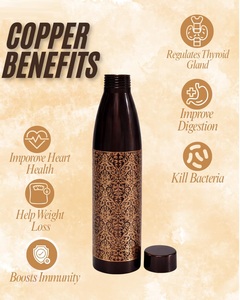 Reusable Pure <b>Copper</b> <b>Drinking</b> Water <b>Bottle</b> 950ml Handcrafted Mandala Design <b>Copper</b> <b>Bottle</b> for Home Office Travel - Product Image 3
