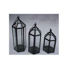 Linterna votiva de latón y vidrio de alta calidad con acabado antiguo, decoración del hogar para fiesta de Navidad, decoración de boda - Product Image 2