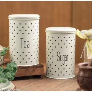 Vintage Decorative Round Metal Tin Container for <b>Kitchen</b> Pantry <b>Storage</b> Set of 2 Red White Polka Dot Cookie Jar <b>Storage</b> Canister - Product Image 2