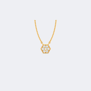0.20CTW Round Bezel-<b>Framed</b> Hexagon Pendant Necklace - Product Image 1
