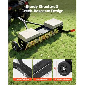 Heavy Duty 40-Inch Tow Behind <b>Plug</b> Aerator <b>Universal</b> Hitch 150lbs Weight Capacity Rust-Resistant Manual Lawn Spike Aerator - Product Image 4