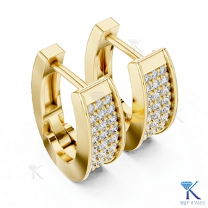 Pendientes de Aro Anchos con Diamantes CVD HPHT Cultivados en Laboratorio, Diseño Multirrango Pavé, Oro Sólido de 18K, Joyería de Lujo para Mujer, Krup Jewels - Product Image 4
