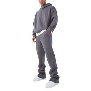 Sudadera con Capucha Gris para Hombre, Larga, Casual, de Color Sólido, 100% Algodón, Corte Holgado, con Bolsillos Laterales, para Otoño 2026 - Product Image 1
