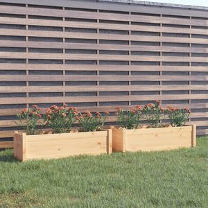 Ensemble de 2 jardinières durables en pin massif naturel, grands pots à fleurs pour usage extérieur - Product Image 1