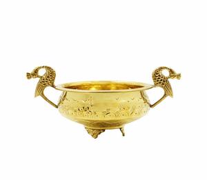 Cuenco Urli de latón con diseño de pavo real, soporte decorativo para Diya flotante, centro de mesa para el hogar, bodas y decoración festiva - Product Image 1