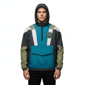 New Arrival Custom Gradient Colors Windbreak <b>Pullover</b> <b>Jackets</b> for <b>Men</b> Thick Winter Workout Half Zip Kangaroo Pocket Stand Collar - Product Image 5