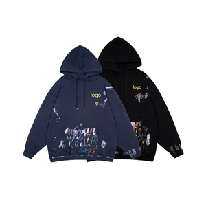Sudadera con Capucha Extra Grande para Hombre, Diseño con Estampado Pintado a Mano, Bolsillos, Ropa Casual de Invierno, Tejido de Punto, Corte Regular, Logotipo Frontal, 100% Algodón - Product Image 3